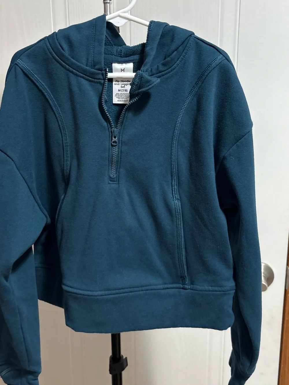 Kids Half-Zip Hooded Sweatshirt - Teal Blue